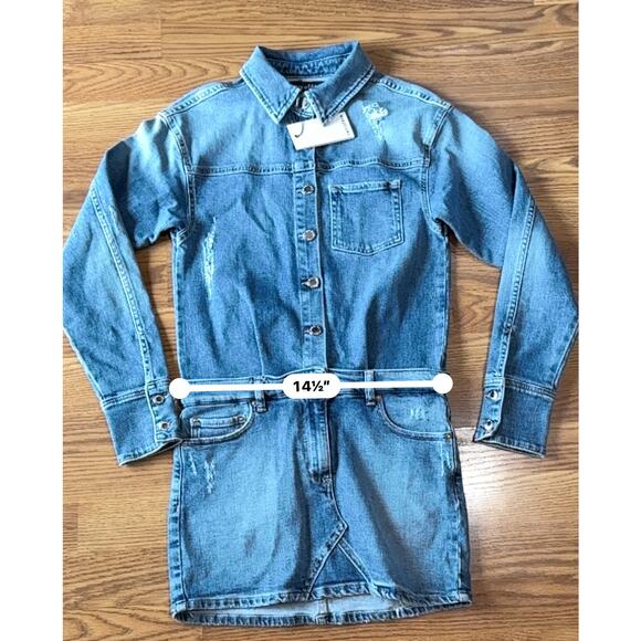 Retrofête River Denim Button-Front Mini Dress Size XS - Picture 9 of 10